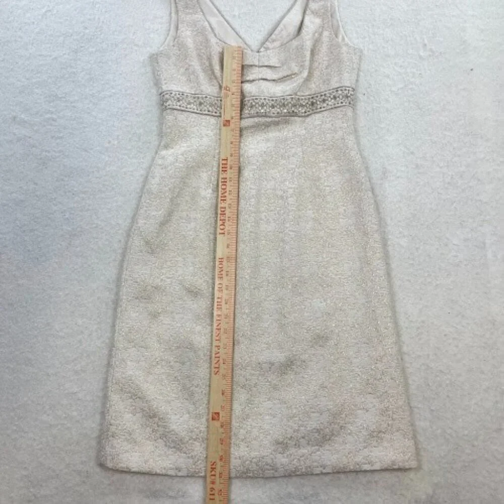 Tahari ASL Beaded Metallic Sheath Dress Size 4_2